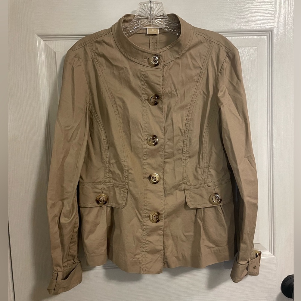 Michael Michael Kors Button Down Jacket, Tortoise and Gold Buttons, Size 6